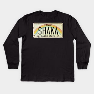 Shaka Vintage Hawaii License Plate Kids Long Sleeve T-Shirt